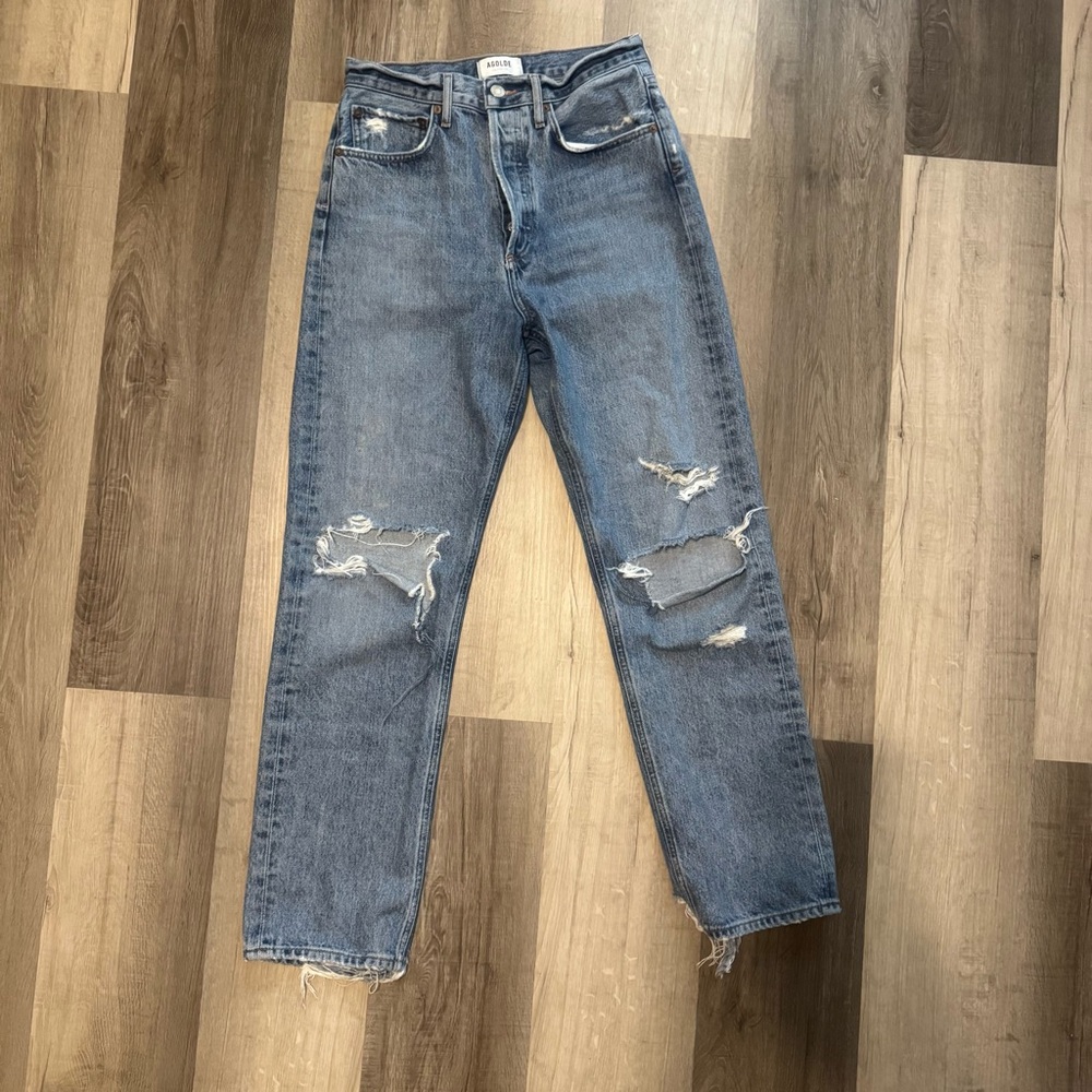 AGOLDE 90s high-rise button-fly distressed jeans